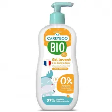 Sampon si Gel de Dus Bio Pentru Bebelusi cu Aloe Vera si Extract de Caise,  500 ml, Carryboo