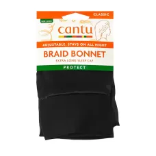 Boneta Neagra Din Satin Pentru Par Impletit Si Lung, 1 Bucata, Cantu Protect