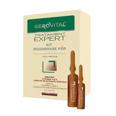 Kit Regenerare Pentru Par, 10 Fiole x 10 ml + 10 Fiole x 5 ml, Gerovital Tratament Expert